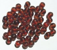 50 8mm Transparent Dark Topaz Round Glass Beads